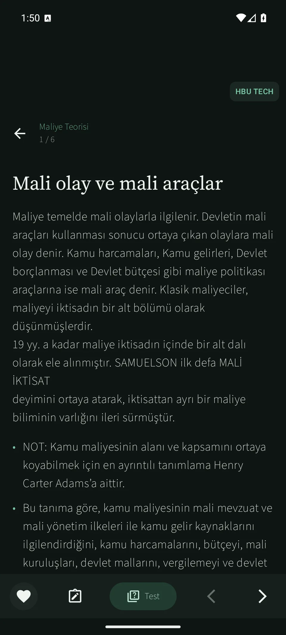 Maliye Alan: Favoriye eklenen ders