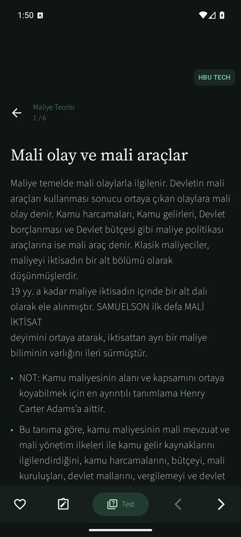 Gerçek uygulama ekranı: Konuyu öğren.
