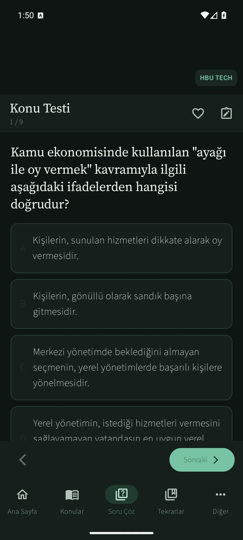 Soruyla kontrol et. — uygulama ekranı