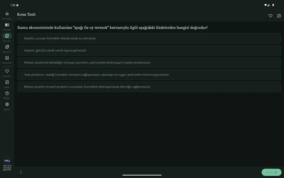 Maliye Alan: Tablet — test